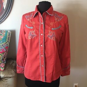 Vintage Western Top with butterflies